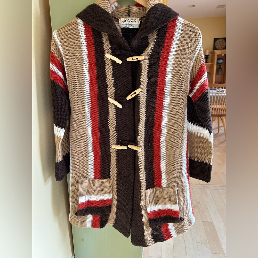 Vintage 70’s Joyce Women’s Hooded Cardigan with Toggle Closure - Size Medium